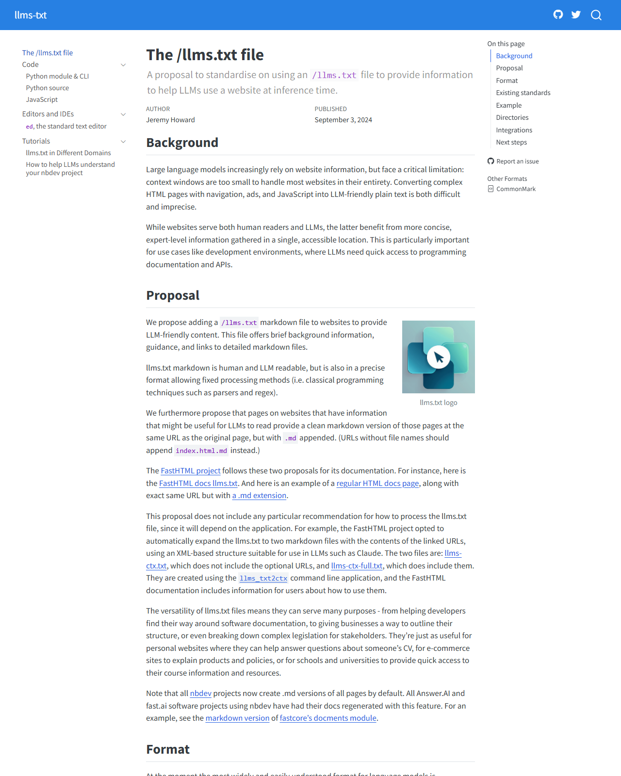 llmstxt.org 공식 페이지